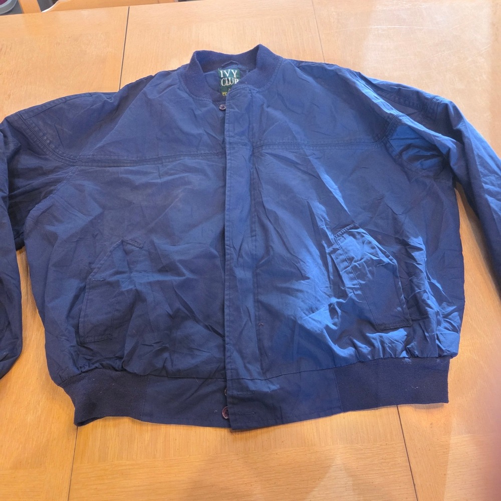 Ivy Club‎ Classics XXL Navy Blue Harrington Jacket Full Zip Bomber Windbreaker